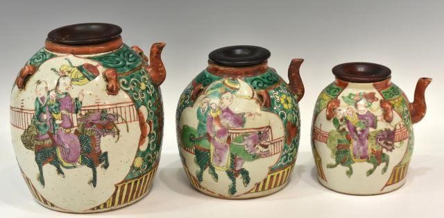 Appraisal: lot of Chinese famille rose porcelain oil jars graduated sizes