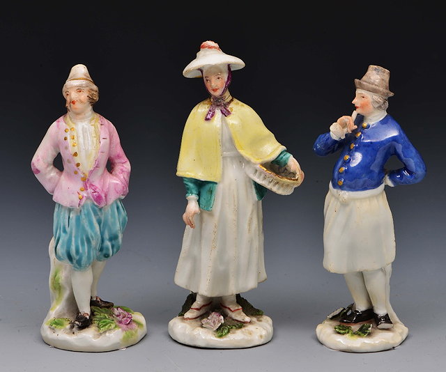 Appraisal: Three Meissen small figurescirca two marked with blue crossed swords