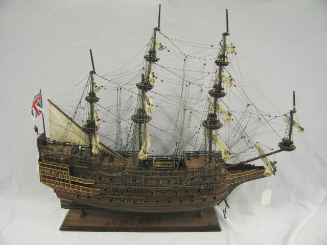 Appraisal: Fine Wooden Ship Model English Sailing Ship tall long a