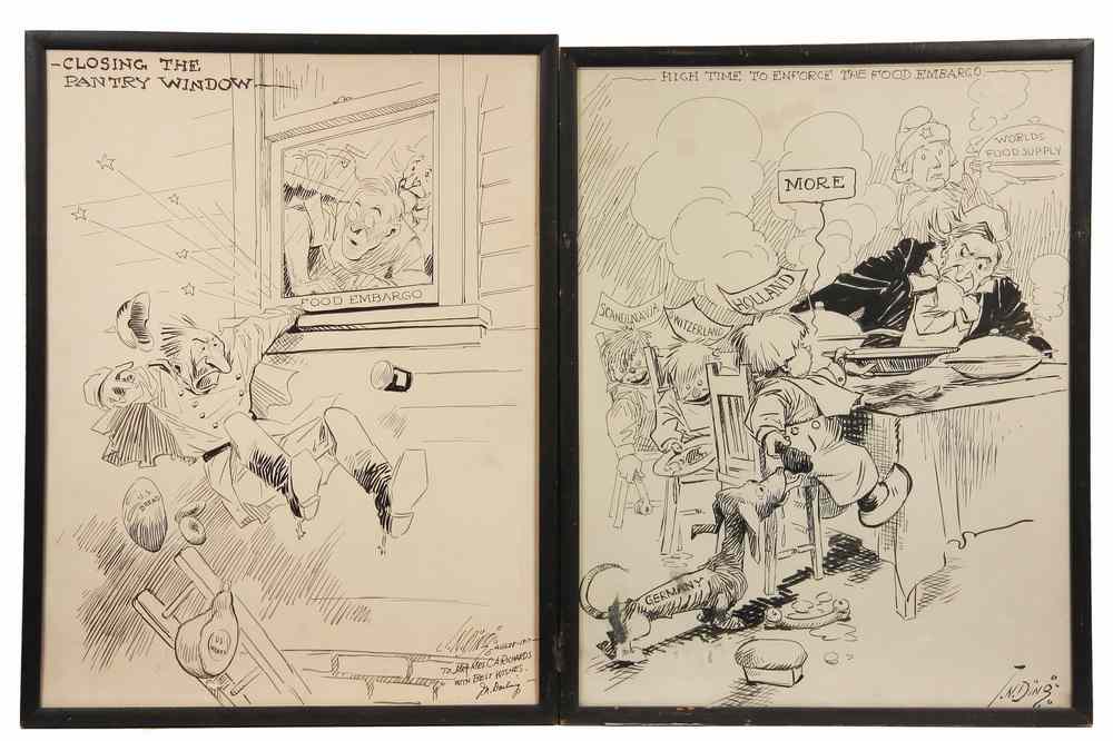 Appraisal: INK POLITICAL CARTOONS - Two Original Ink on Illustration Board