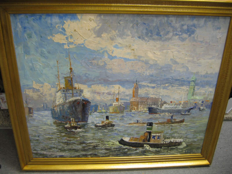 Appraisal: GEORGE WILLIAM HILL AMERICAN - Port scenery Hamburg oil on