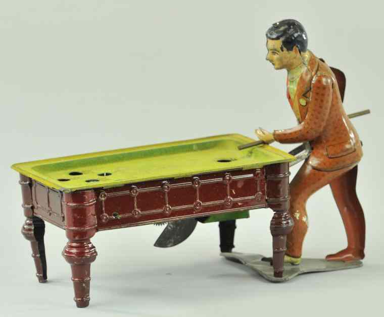 Appraisal: BILLIARDS PLAYER Germany tin attributed to Gunthermann billiards player is