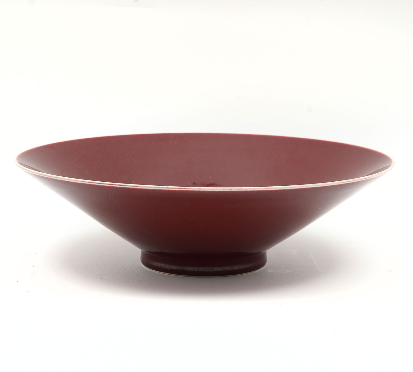 Appraisal: LARGE CHINESE RED FLAMBE FLARED BOWL Large Chinese Red Flambe