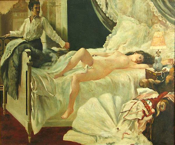 Appraisal: French School th Century In the boudoir oil on canvas