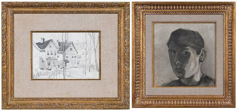 Appraisal: John R Grabach American - Two Drawings Portrait of a