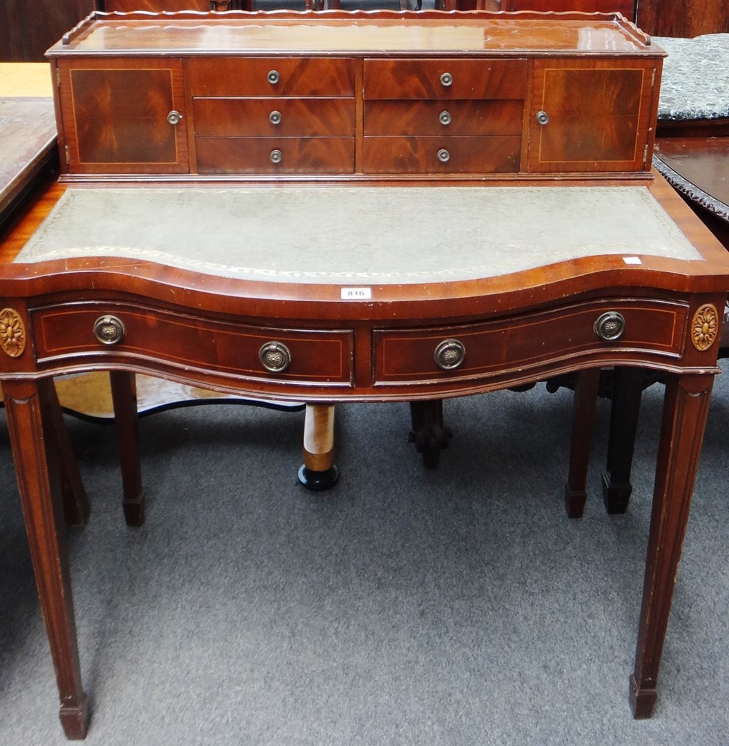 Appraisal: A George III style inlaid mahogany lady's writing desk the