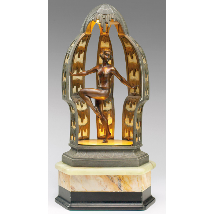 Appraisal: Elischer lamp Maiden of the Fountain c bronzed metal cage