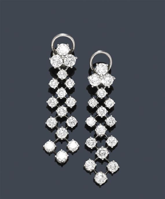 Appraisal: DIAMOND EAR PENDANTS ca White gold Fancy ear clips each