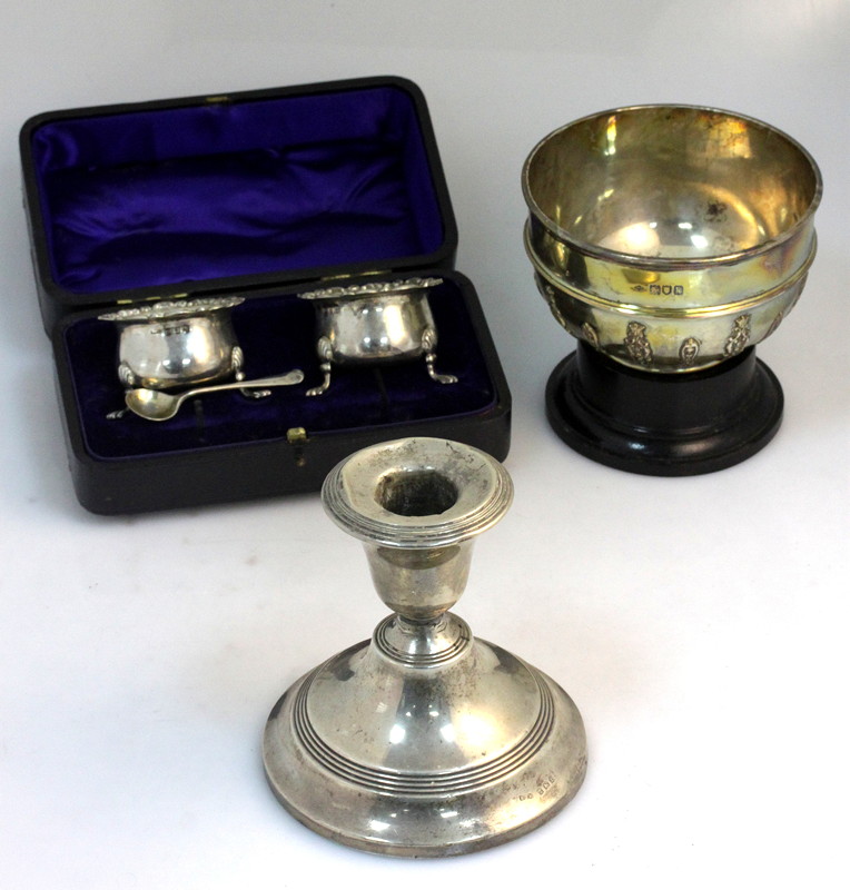 Appraisal: A circular silver bowl London with presentation inscription a pair