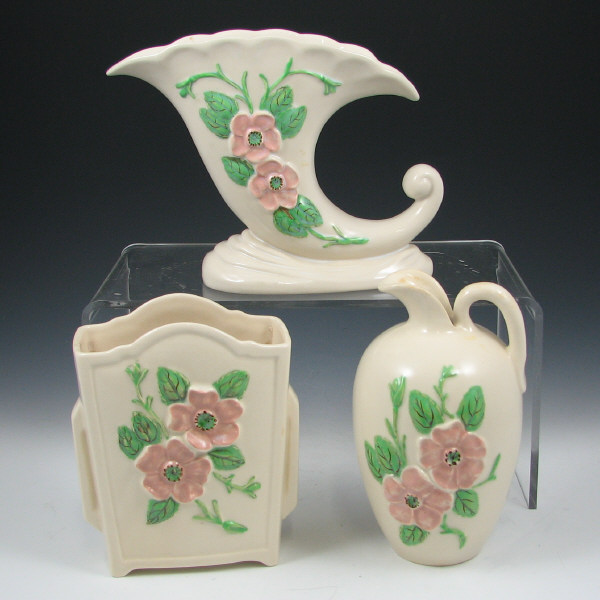 Appraisal: Hull Rosella - Pitcher Vase Cornucopia Lot of three Rosella