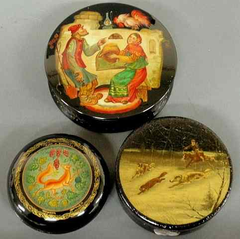 Appraisal: Large Russian lacquerware decorated box c decorated with bears in