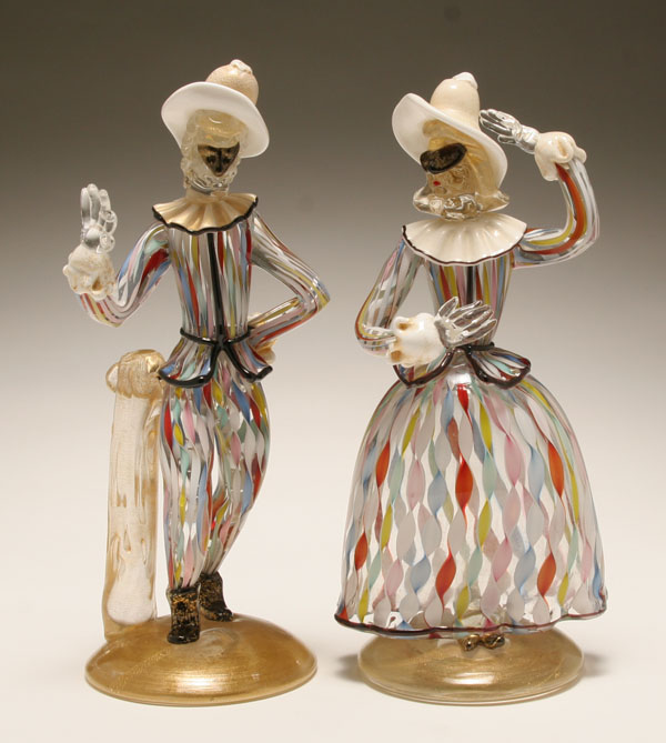 Appraisal: Pair Cenedese Murano art glass harlequin figures Each with latticino