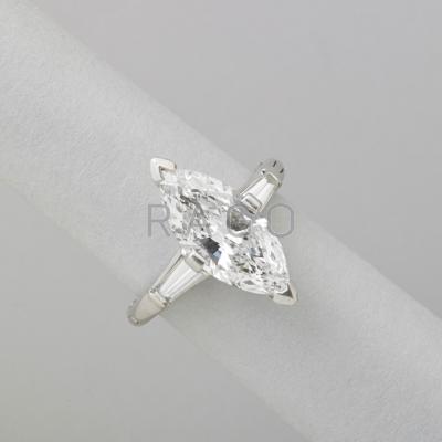 Appraisal: MARQUISE CUT DIAMOND PLATINUM ENGAGEMENT RING Principal diamond x x