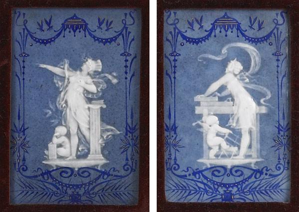 Appraisal: SEVRES PATE-SUR-PATE Pair of plaques mounted in silver gilt frame