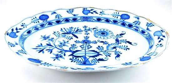 Appraisal: Meissen Blue Onion pattern oval platter th C remnants of