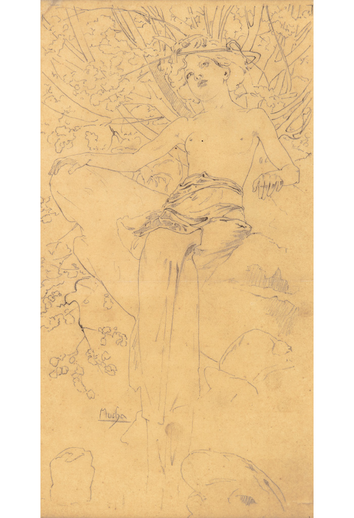 Appraisal: ALPHONSE MUCHA - DOCUMENTS D CORATIFS Preparatory pencil sketch Circa