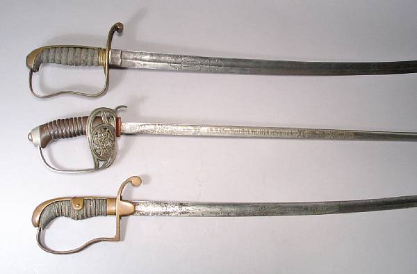 Appraisal: A lot of three German military swords Comprising Bavarian Model