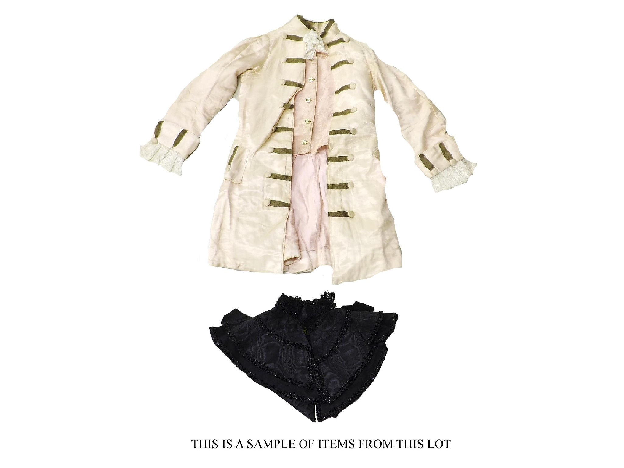 Appraisal: Small collection of vintage clothing to include child's pink silk