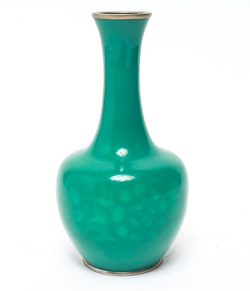 Appraisal: Asian Green Enamel Vase th Century th century Asian green