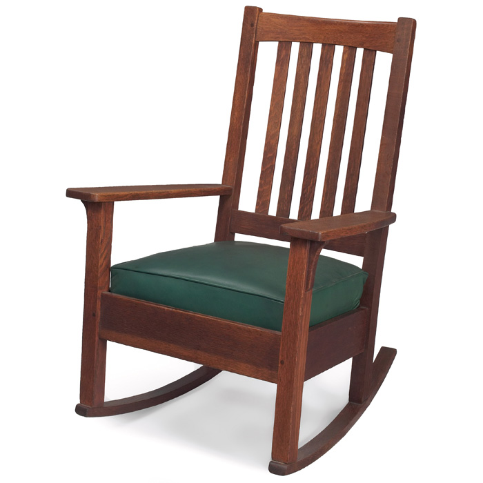 Appraisal: Stickley Brothers rocker five vertical slats at back over a