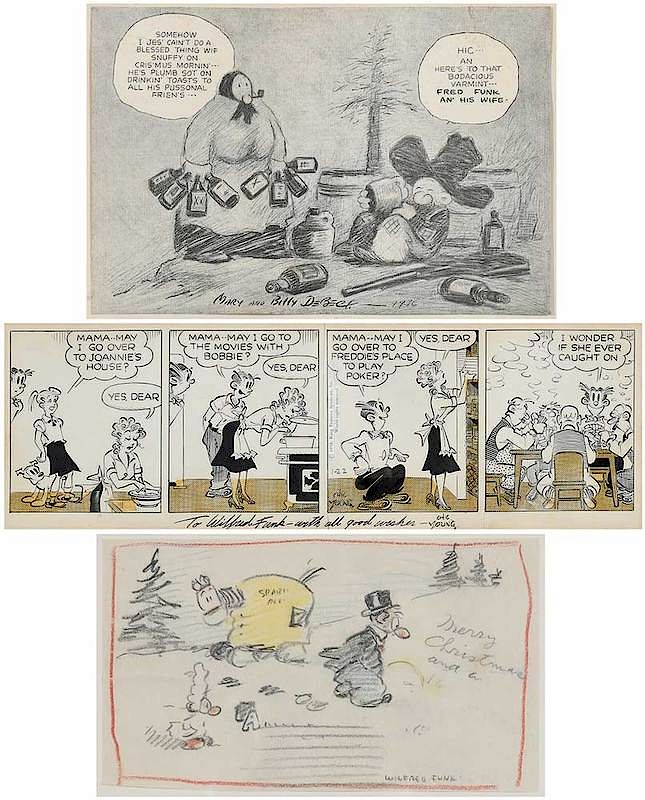 Appraisal: Three Cartoons One Production Chic Young DeBeck American th century