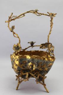 Appraisal: th C French Gilt Bird Basket th C French Gilt