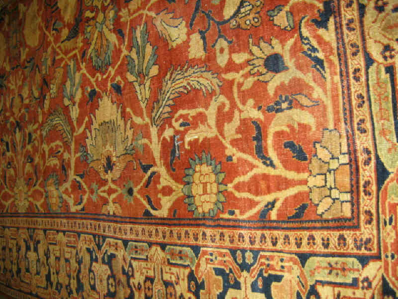 Appraisal: EARLY TH CENTURY PERSIAN MAHAL PALACE CARPET The burnt orange