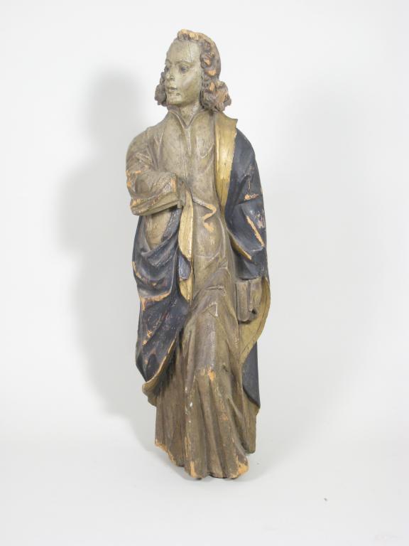 Appraisal: An early carved and painted Figure of a Man wearing