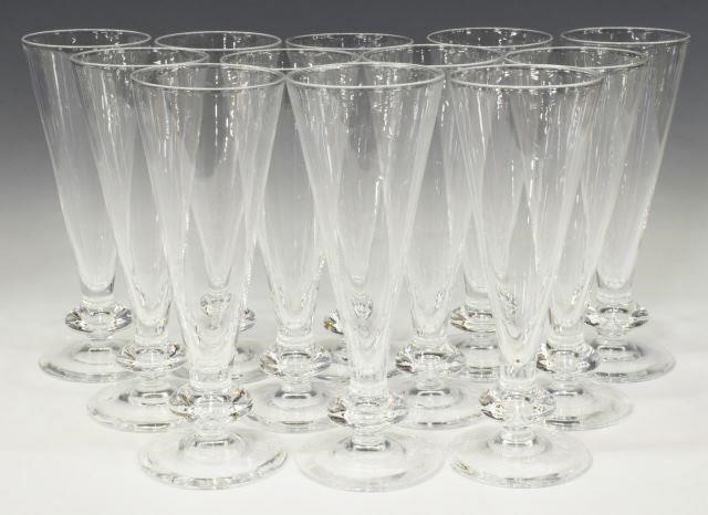 Appraisal: lot of Steuben Trumpet colorless art glass champagne flutes pattern