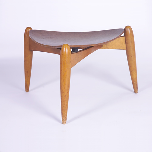 Appraisal: ILMARI TAPIOVAARA Small table with concave triangular top on three