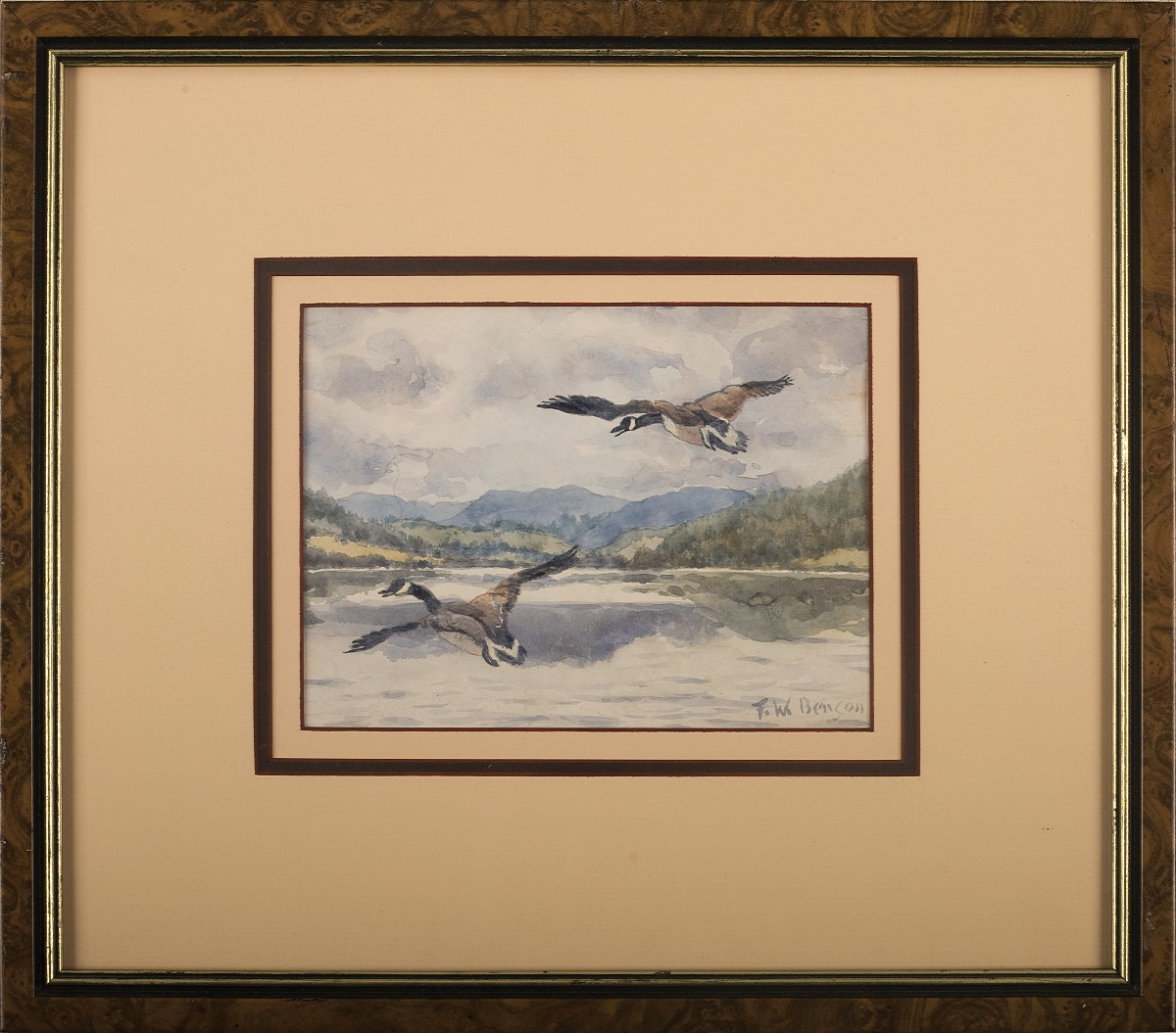 Appraisal: FRANK W BENSON AMERICAN - CANADA GEESE OVER A LAKE