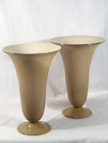 Appraisal: A pair of large tan on white overlay glass uplighter