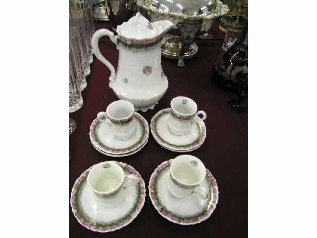 Appraisal: C T Germany Porcelain Chocolate Set fine floral pcs