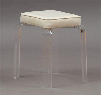 Appraisal: Modern Lucite Stool with Vinyl Upholstery x in