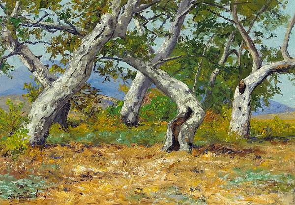 Appraisal: Charles Partridge Adams American - California oak groves signed 'Chas