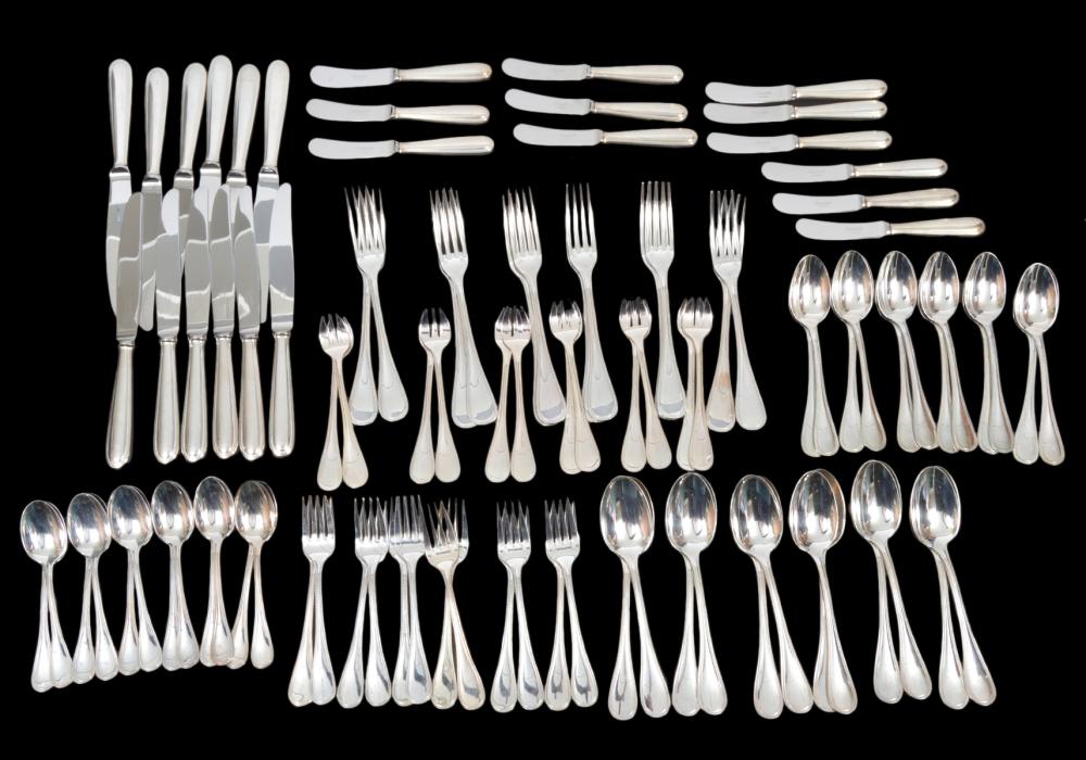 Appraisal: PC CHRISTOFLE 'PERLES' FLATWARE STAINLESS STEEL sets of Christofle 'Perles'