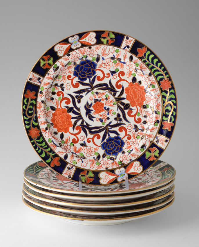 Appraisal: ROYAL CROWN DERBY PLATES IN IMARI COLORS Plates in pattern