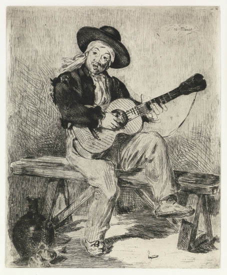 Appraisal: EDOUARD MANET Le Chanteur Espagnol Etching on cream laid paper