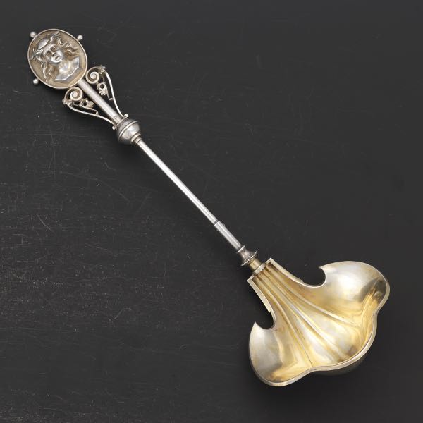 Appraisal: WOOD HUGHES STERLING SILVER GOLD WASHED MEDALLION PUNCH LADLE x