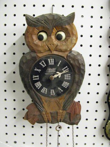 Appraisal: Figural Owl Wall Clock movable eyes by Tezuka Clock Co