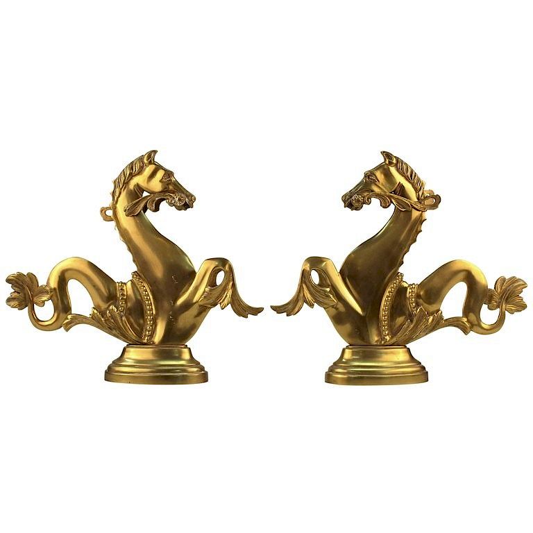 Appraisal: Venetian Brass Sea Horse Gondola Oar Locks Pair Pair of