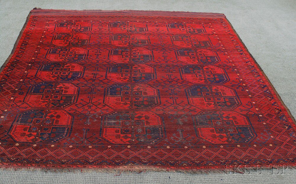 Appraisal: Ersari Main Carpet West Turkestan th century end fraying corner