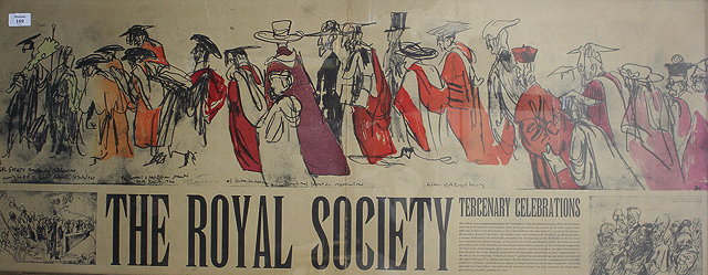 Appraisal: A DECORATIVE PRINT depicting the Royal Society tercenary celebrations c