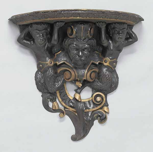 Appraisal: A Monumental Italian Fantasy Carved Gilt and Ebonized Figural Bracket