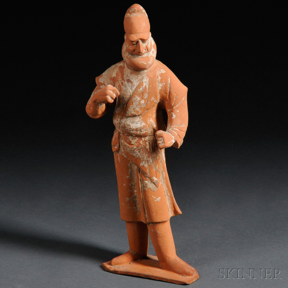 Appraisal: Funerary Red Pottery Figure of a Foreigner Mingqi China Tang