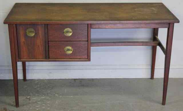 Appraisal: Midcentury Danish Teak Kneehole Desk Unlabeled but good quality and