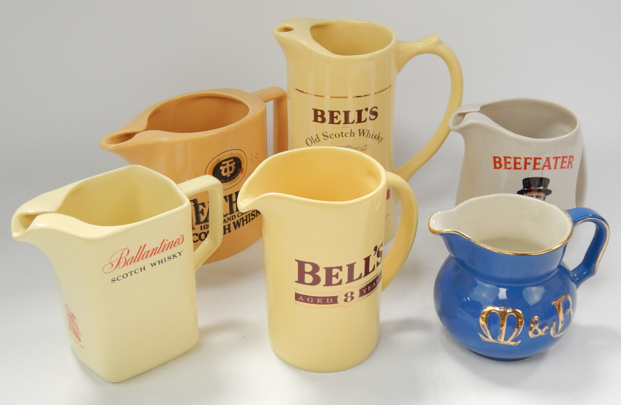 Appraisal: Breweriana - six pottery jugs two for Bells whisky and