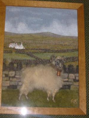 Appraisal: A FABRIC PICTURE by Ada Eastwood Bellwether depicting a sheep