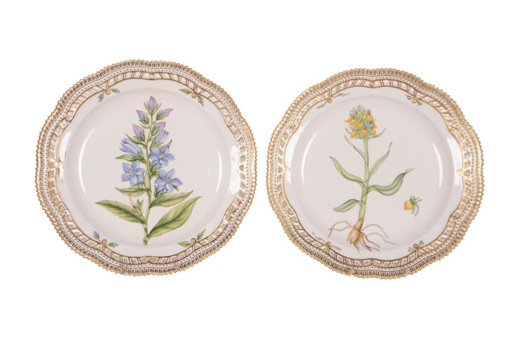 Appraisal: PAIR OF ROYAL COPENHAGEN FLORA DANICA PIERCED DINNER PLATES -