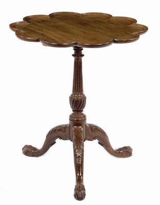 Appraisal: A mahogany tripod table the decagonal lobed tilt top on